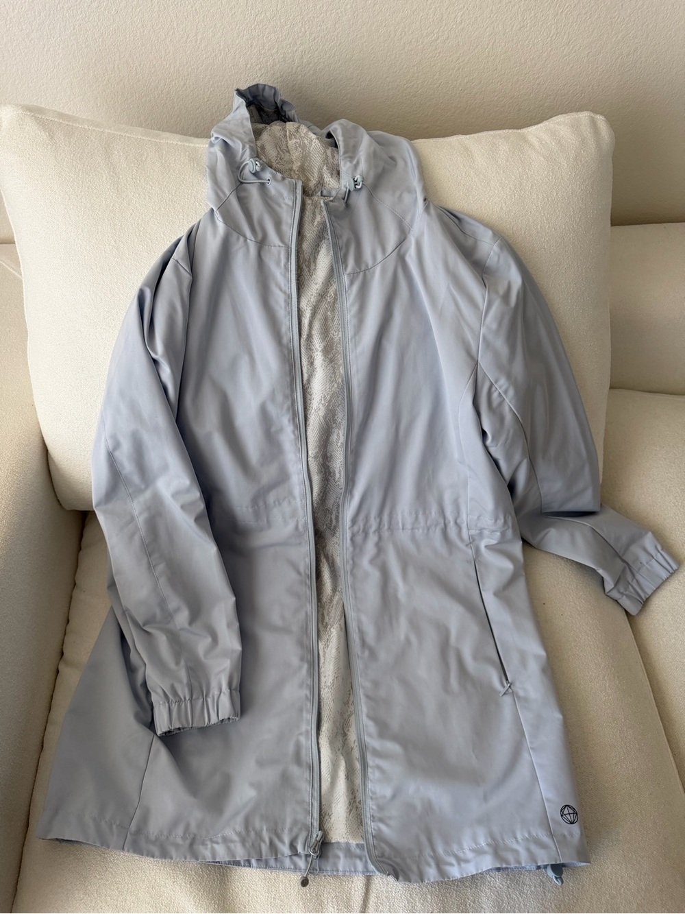 Light Gray Hooded Rain Jacket for Women